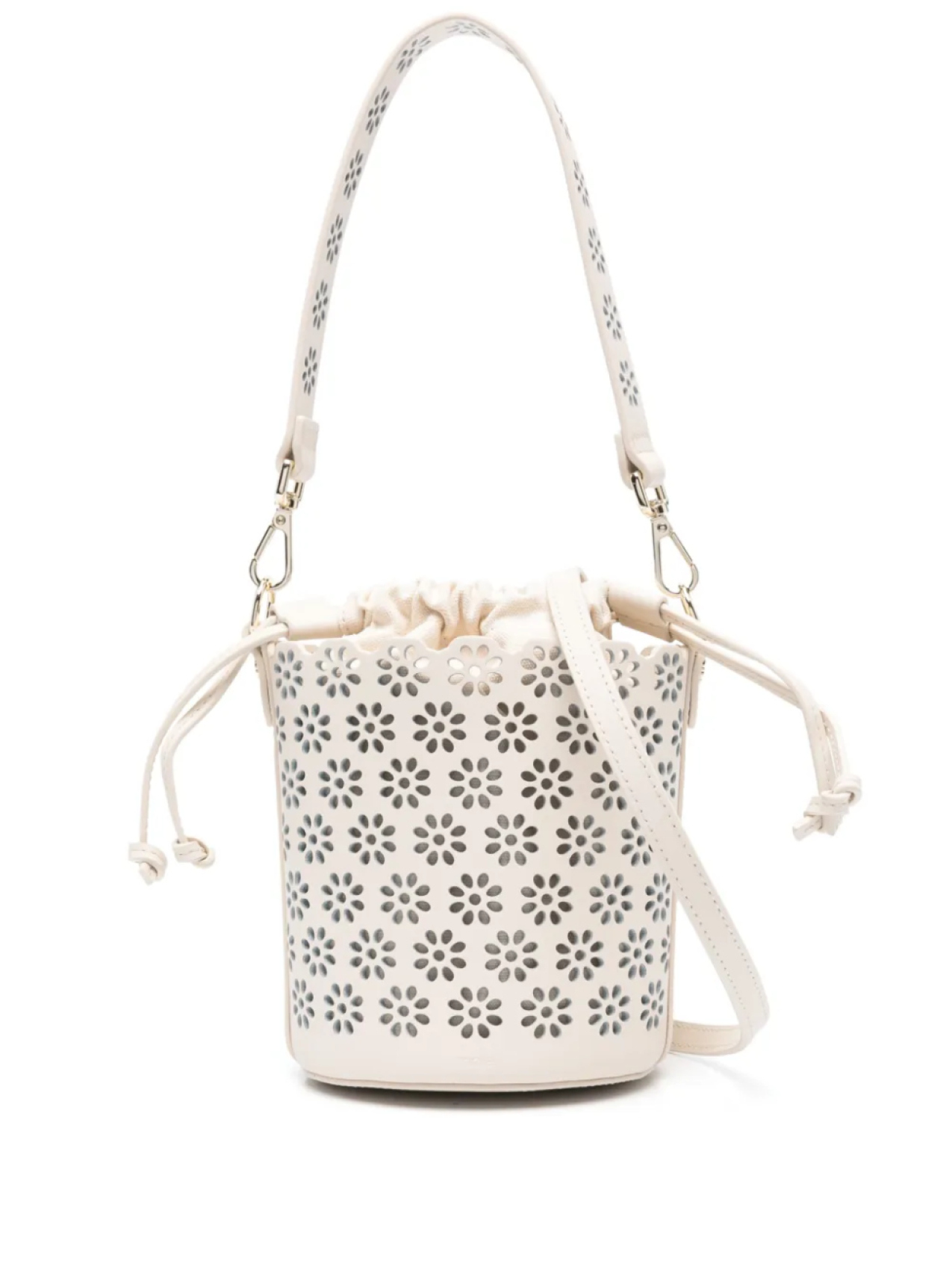 Сумка-ведро Maje из перфорированной кожи, нейтральный
Сумка-ведро Maje из перфорированной кожи, нейтральный