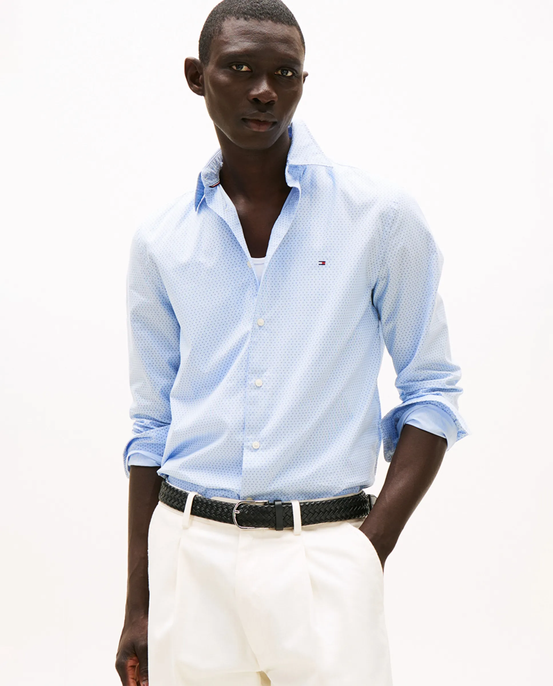 Мужская рубашка из поплина с мини-принтом Tommy Hilfiger, светло-голубой
Мужская рубашка из поплина с мини-принтом Tommy Hilfiger, светло-голубой