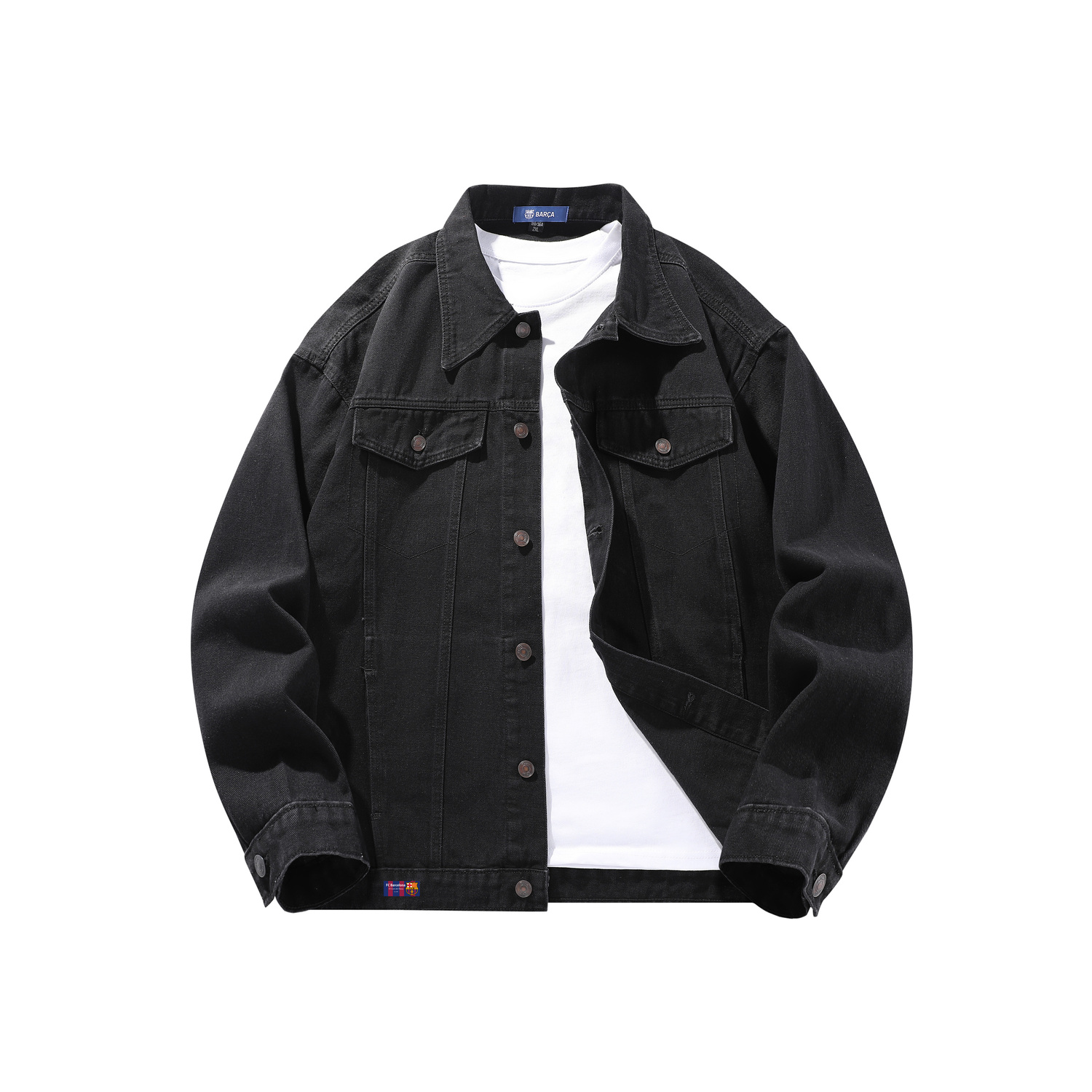 Джинсовая куртка унисекс черная FCB ARCELONA, бело-синяя, Черный, Джинсовая куртка унисекс черная FCB ARCELONA, бело-синяя
Джинсовая куртка унисекс черная FCB ARCELONA, бело-синяя, Черный, Джинсовая куртка унисекс черная FCB ARCELONA, бело-синяя