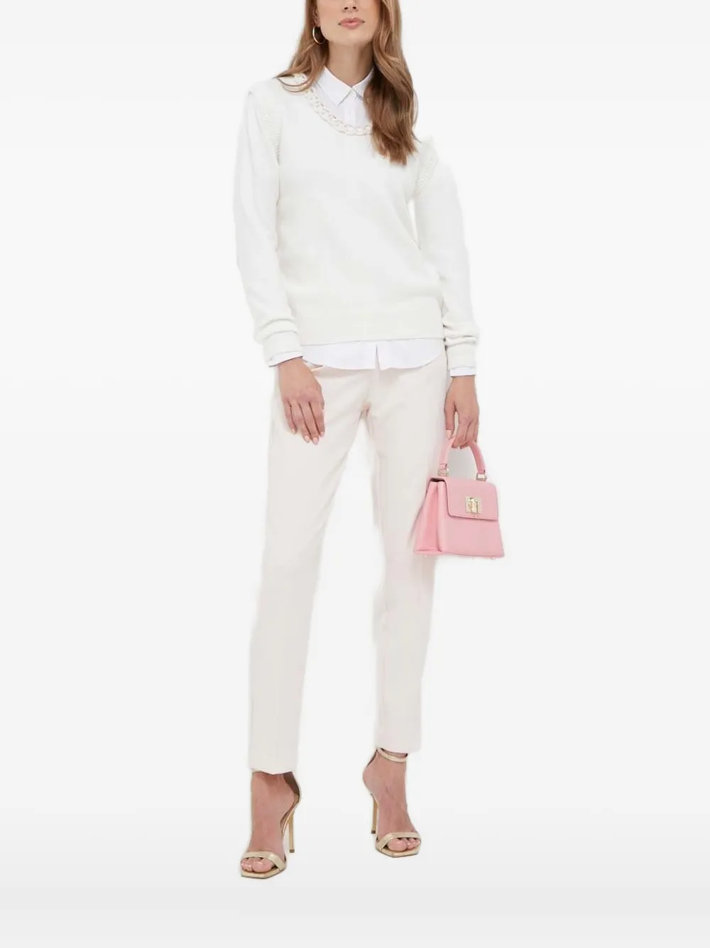 Свитер с круглым вырезом, отделанный цепочкой Silvian Heach, белый
Свитер с круглым вырезом, отделанный цепочкой Silvian Heach, белый