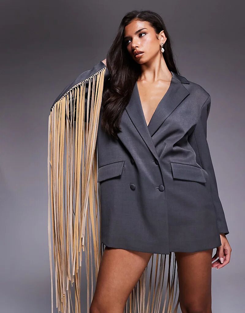 Платье-блейзер свободного кроя ASOS LUXE с бахромой из искусственной кожи серого цвета
Платье-блейзер свободного кроя ASOS LUXE с бахромой из искусственной кожи серого цвета