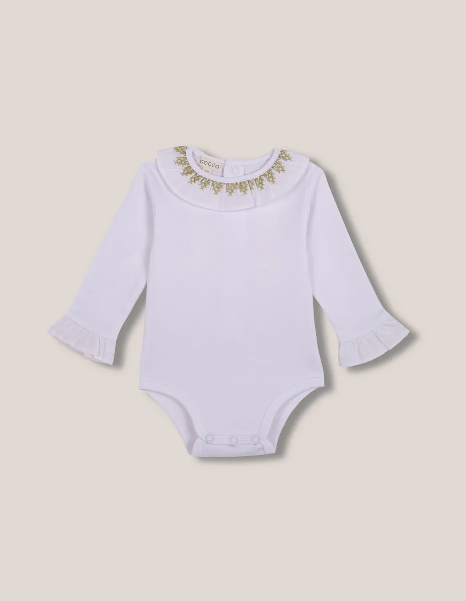 Детское боди с длинным рукавом и ручной вязкой медовой резинкой Gocco, белый
Детское боди с длинным рукавом и ручной вязкой медовой резинкой Gocco, белый