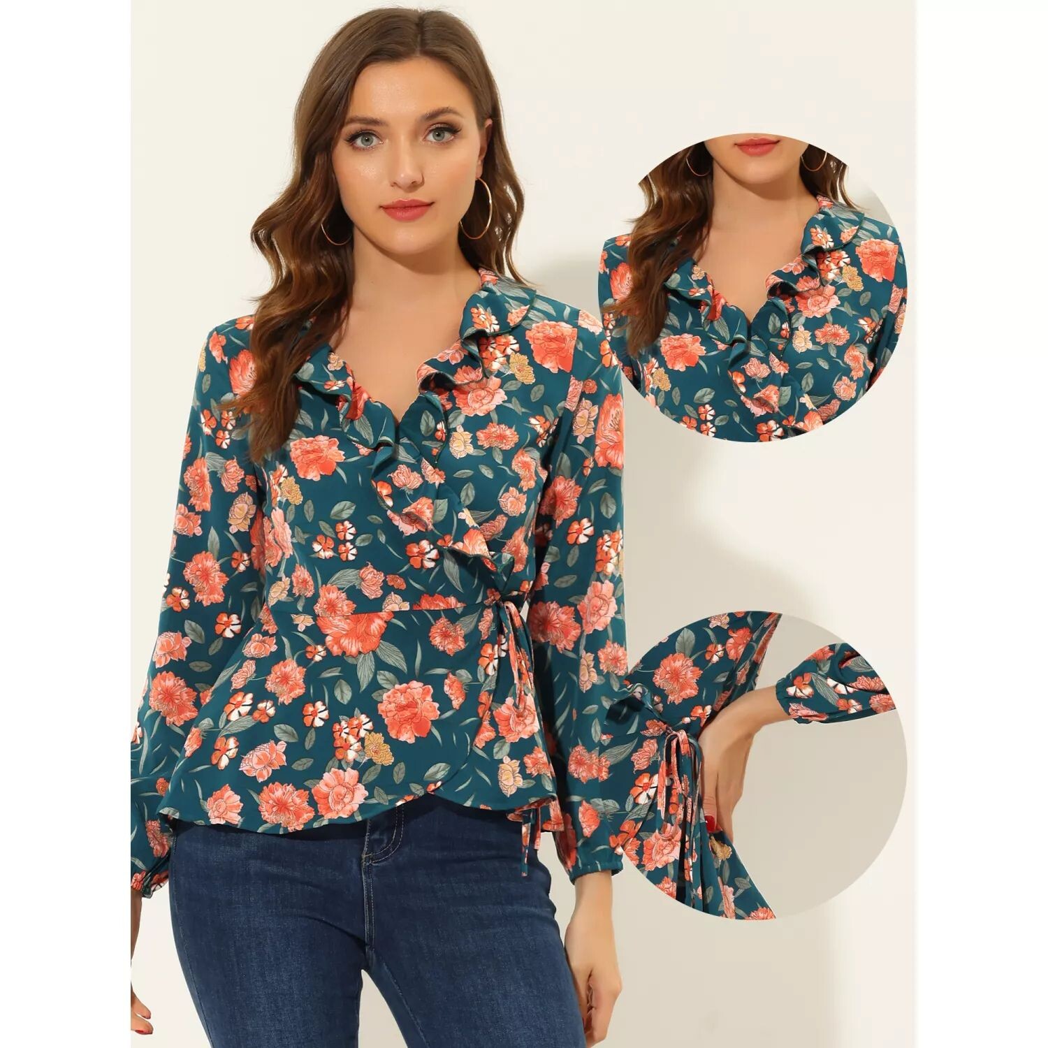 Женская блузка с баской и оборками на талии, длинными рукавами и цветочным принтом, с V-образным вырезом и запахом ALLEGRA K, розовый
Женская блузка с баской и оборками на талии, длинными рукавами и цветочным принтом, с V-образным вырезом и запахом ALLEGRA K, розовый