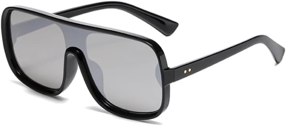 Крупные цельные солнцезащитные очки для женщин и мужчин в стиле ретро с заклепками, градиентным зеркальным покрытием и защитой от УФ-излучения UV400 UATXTAU, Black Silver Mirror
Крупные цельные солнцезащитные очки для женщин и мужчин в стиле ретро с заклепками, градиентным зеркальным покрытием и защитой от УФ-излучения UV400 UATXTAU, Black Silver Mirror