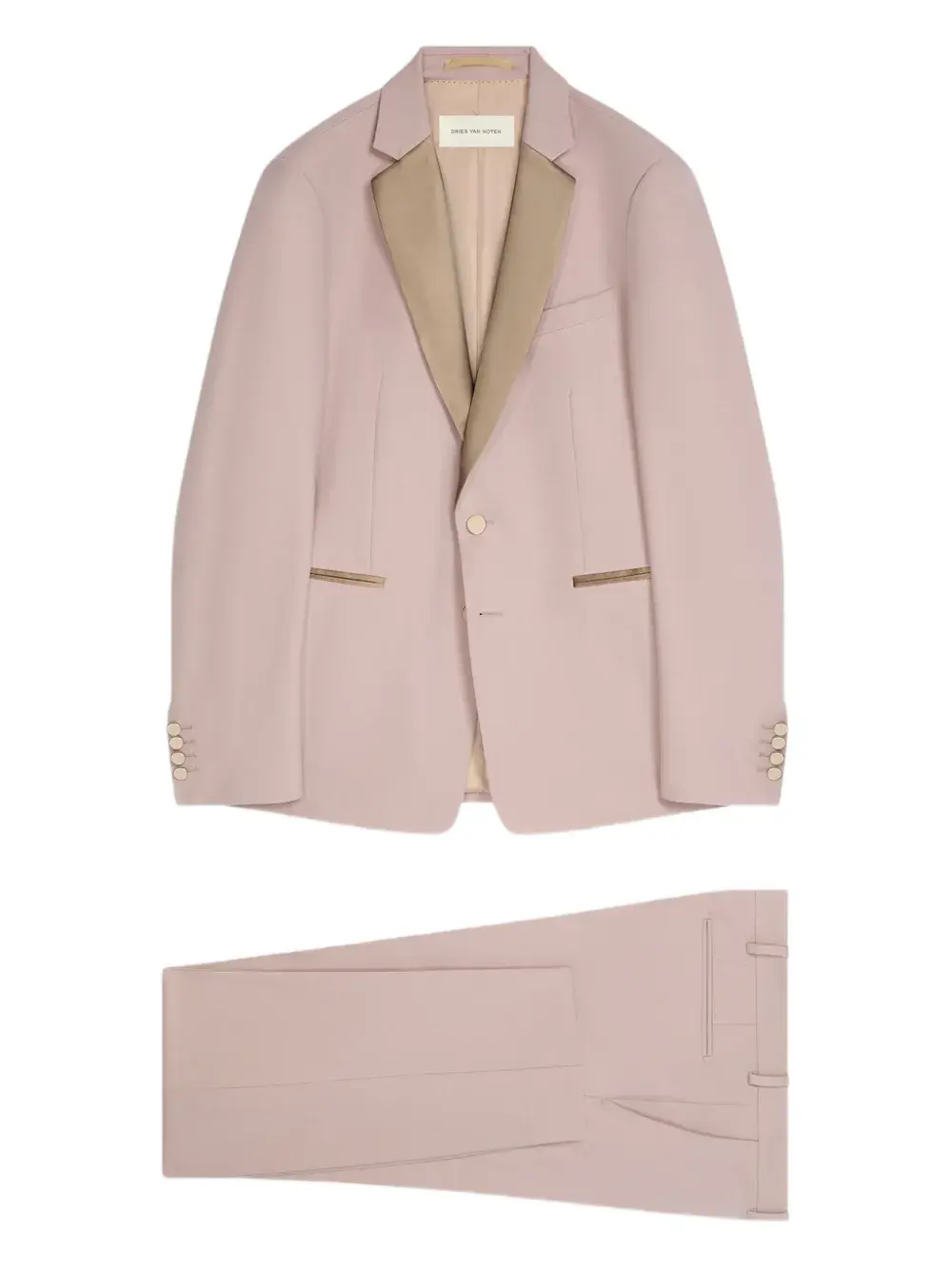 Шерстяной костюм с атласными лацканами DRIES VAN NOTEN, розовый
Шерстяной костюм с атласными лацканами DRIES VAN NOTEN, розовый