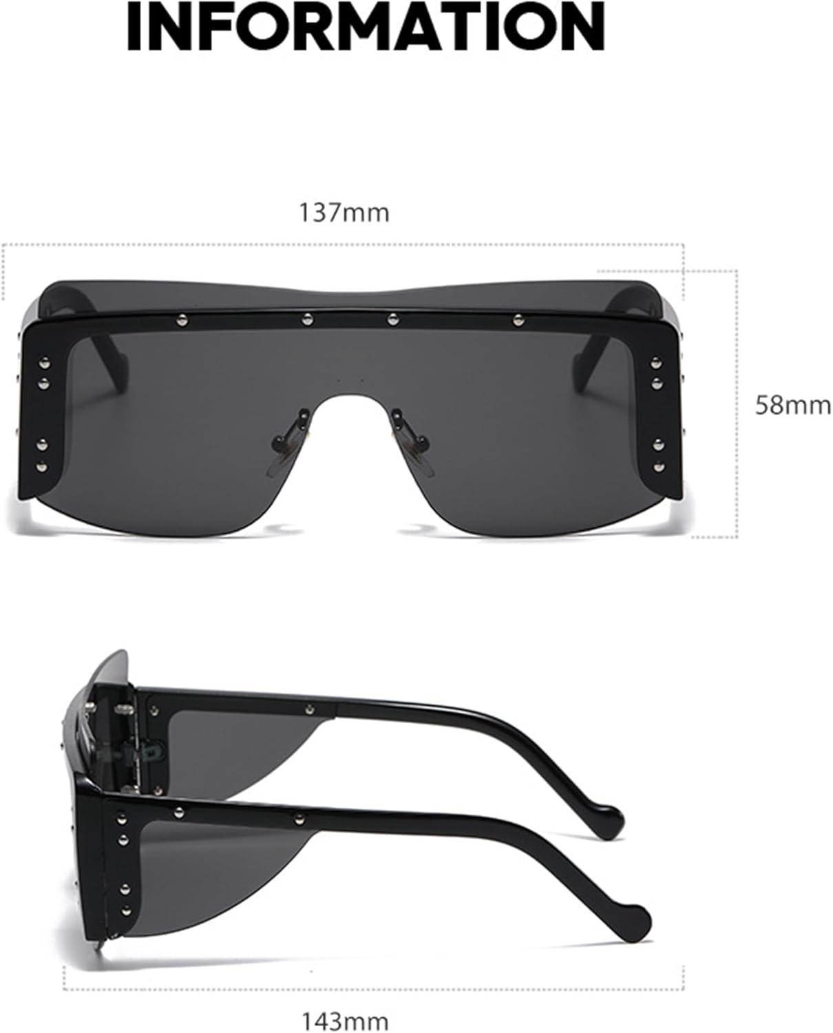 bullabulling Модные солнцезащитные очки без оправы для женщин с металлическими заклепками, цельные солнцезащитные очки для мужчин, модные очки без оправы, защита от УФ-излучения UV400, C6
bullabulling Модные солнцезащитные очки без оправы для женщин с металлическими заклепками, цельные солнцезащитные очки для мужчин, модные очки без оправы, защита от УФ-излучения UV400, C6