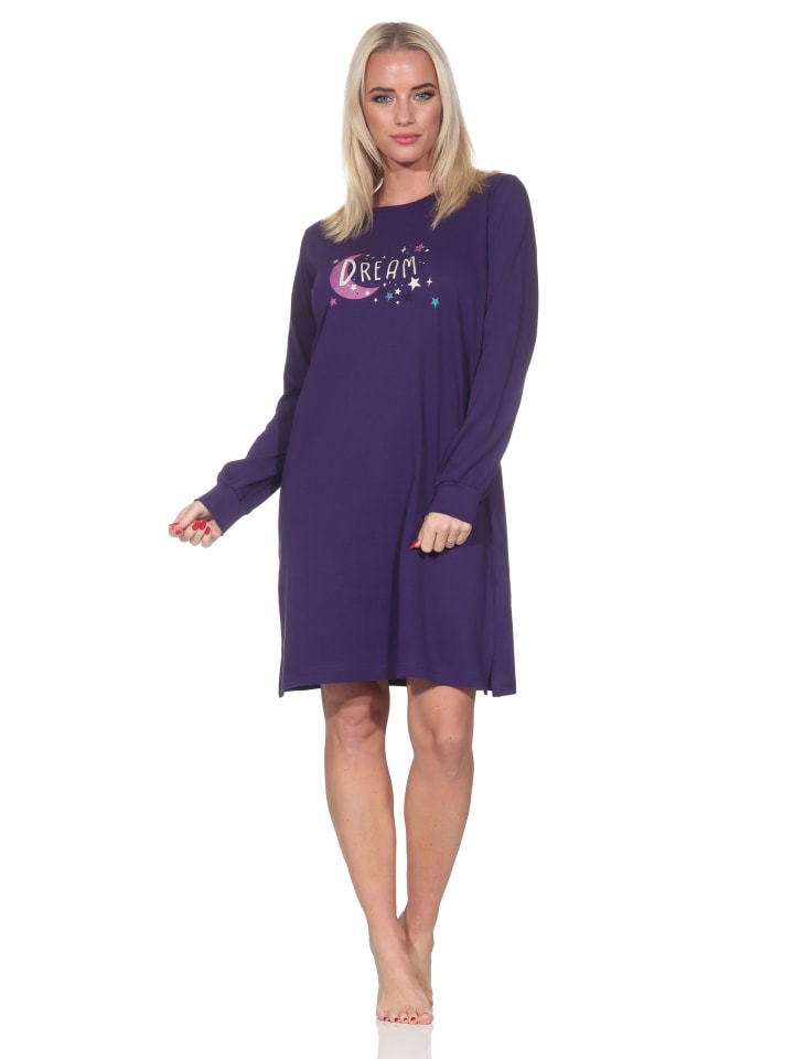 Ночная рубашка с длинными рукавами, манжетами и звездами фиолетового цвета. NORMANN
Ночная рубашка с длинными рукавами, манжетами и звездами фиолетового цвета. NORMANN