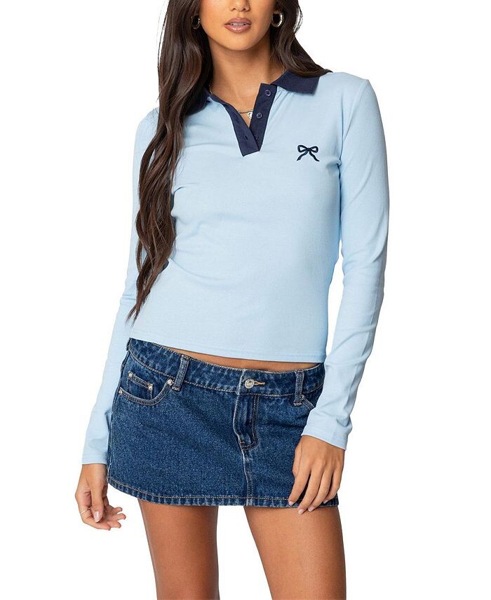 Топ-поло Edikted с контрастным бантом, синий
Топ-поло Edikted с контрастным бантом, синий