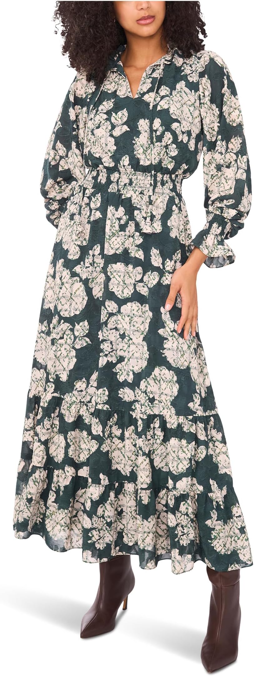 Женский топ с длинными рукавами, присборенной талией и многоярусными оборками Vince Camuto, Forest Night
Женский топ с длинными рукавами, присборенной талией и многоярусными оборками Vince Camuto, Forest Night