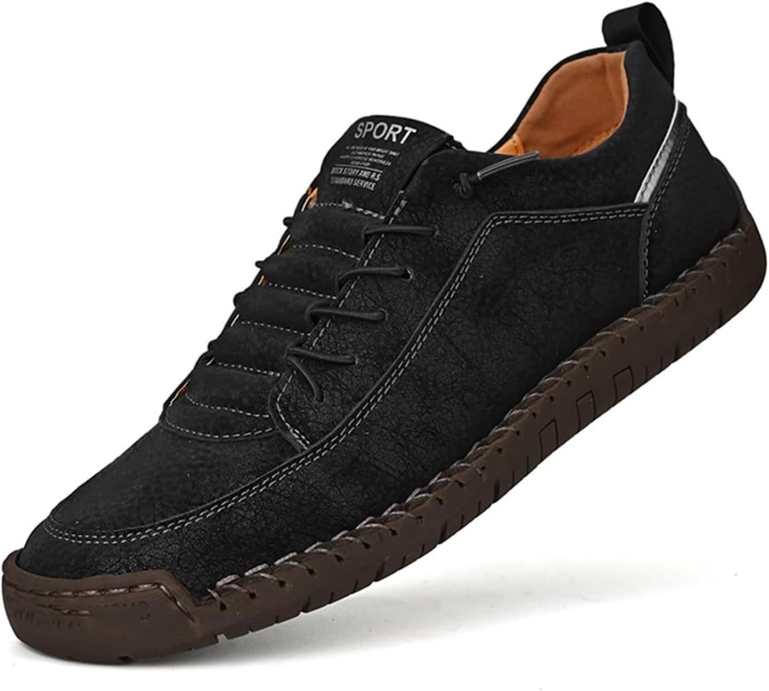 Мужские кожаные лоферы с шнуровкой, противоскользящие для ходьбы, с круглым носком, ручная прошивка, мягкие и удобные, обувь без застежки для прогулок, уличная повседневная обувь, водонепроницаемые, для ходьбы, вождения и офиса Generic, черный
Мужские кожаные лоферы с шнуровкой, противоскользящие для ходьбы, с круглым носком, ручная прошивка, мягкие и удобные, обувь без застежки для прогулок, уличная повседневная обувь, водонепроницаемые, для ходьбы, вождения и офиса Generic, черный