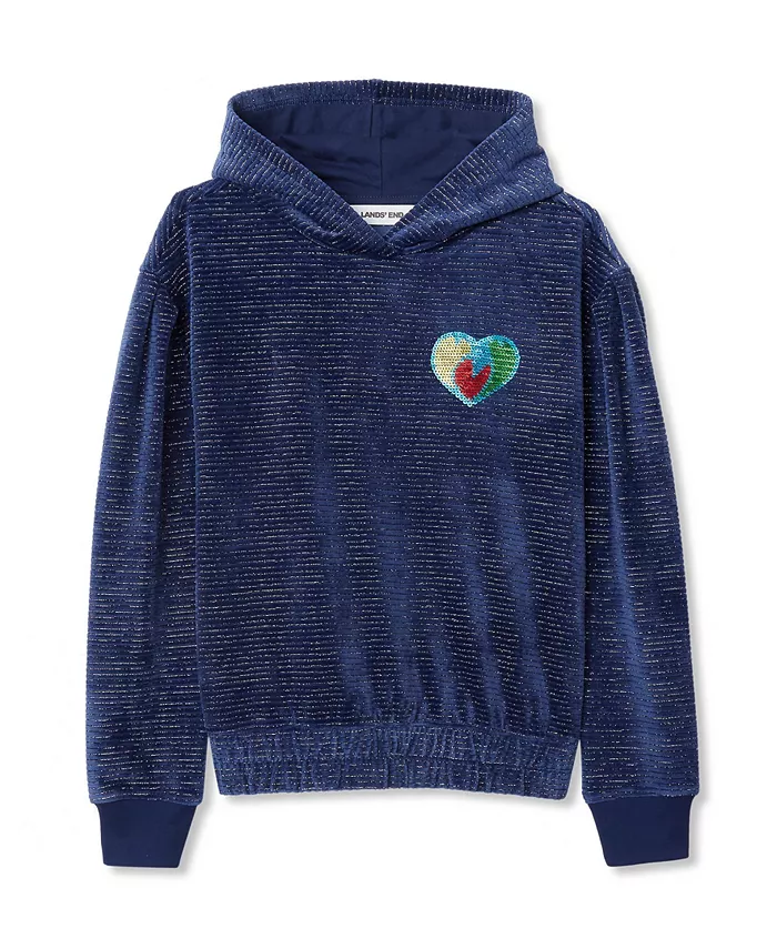 Велюровая толстовка с капюшоном для девочек Lands' End, синий
Велюровая толстовка с капюшоном для девочек Lands' End, синий