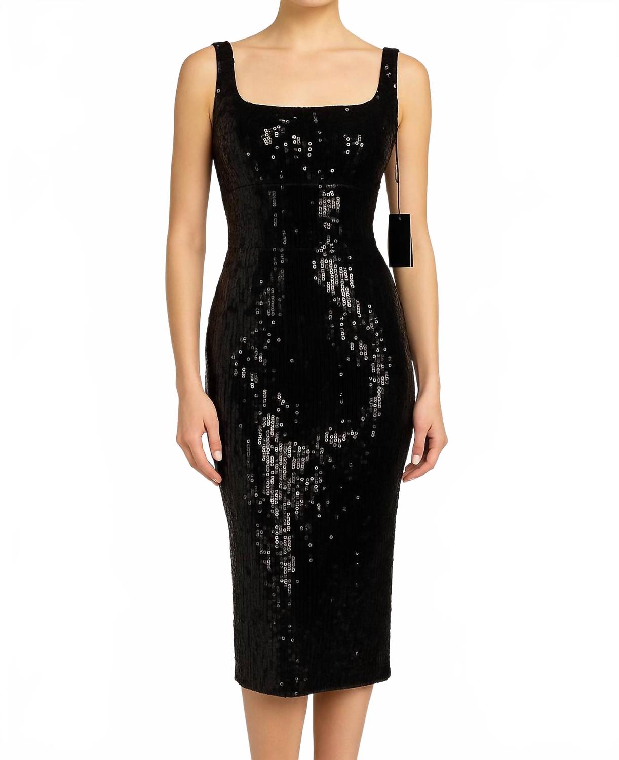 Черное платье миди с пайетками Ieena for Mac Duggal
Черное платье миди с пайетками Ieena for Mac Duggal