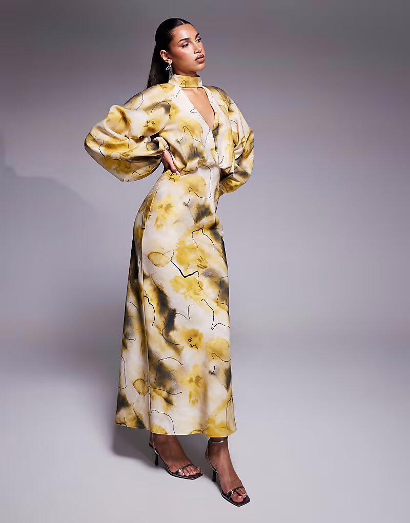 Платье макси ASOS DESIGN с высоким воротом, глубоким декольте и рукавами-блузонами, с зеленым абстрактным принтом
Платье макси ASOS DESIGN с высоким воротом, глубоким декольте и рукавами-блузонами, с зеленым абстрактным принтом