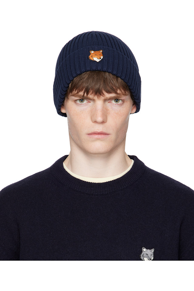 Натуральная шапка с лисьей головой Maison Kitsuné, синий
Натуральная шапка с лисьей головой Maison Kitsuné, синий