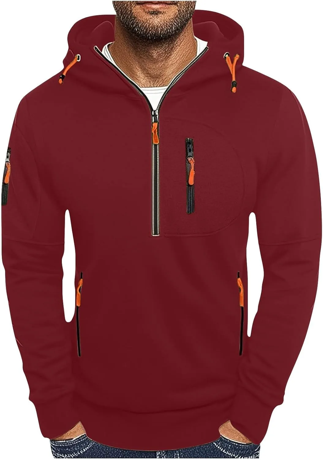 Толстовка с капюшоном Quarter Zip для мужчин, легкая, оверсайз, с карманом
Толстовка с капюшоном Quarter Zip для мужчин, легкая, оверсайз, с карманом