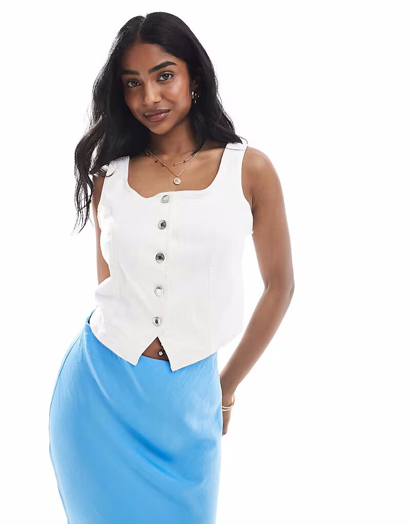 Корсетный топ из денима Vero Moda на пуговицах белого цвета
Корсетный топ из денима Vero Moda на пуговицах белого цвета