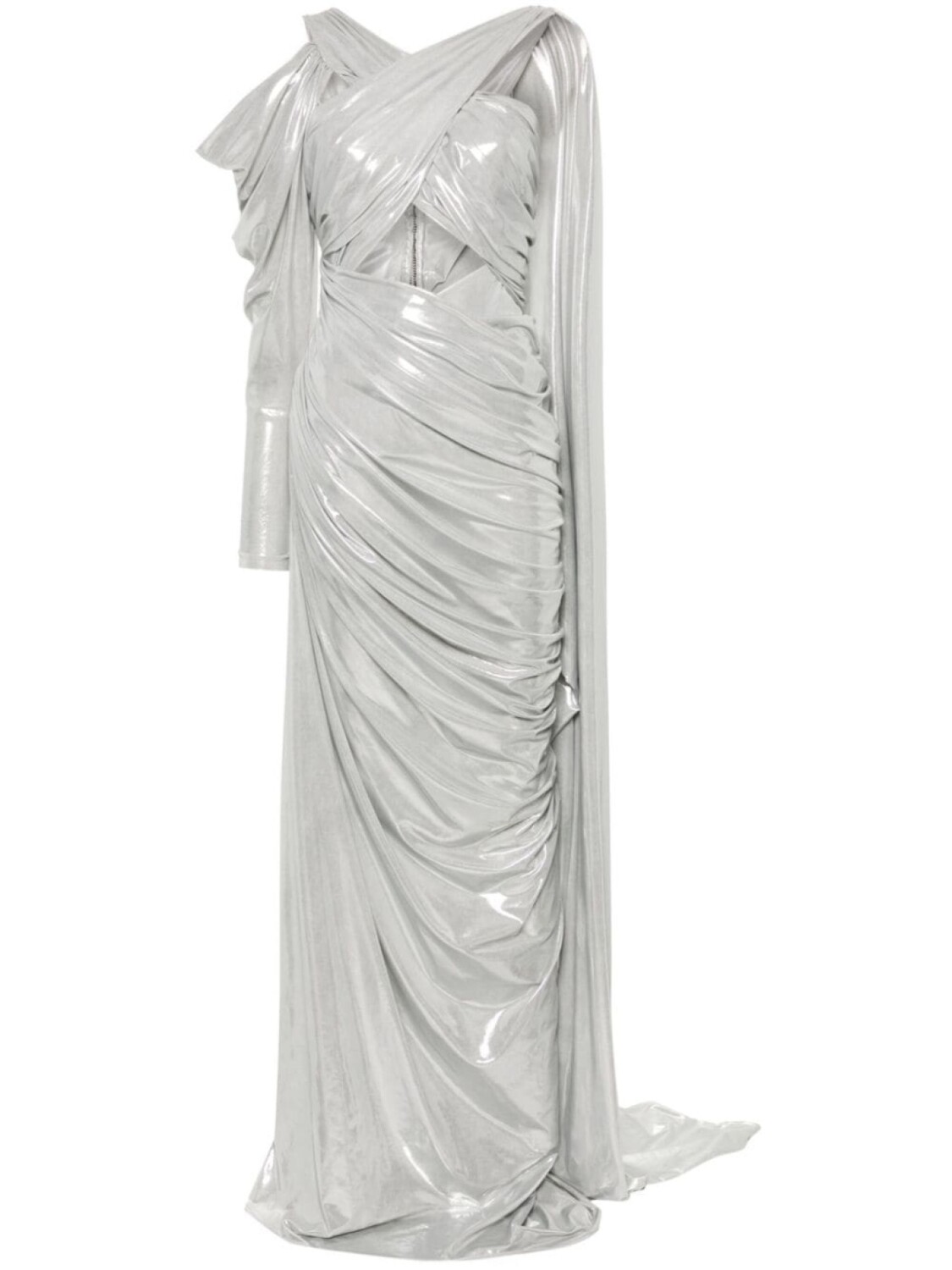 MITILIANE COUTURE платье макси с эффектом металлик, серебряный