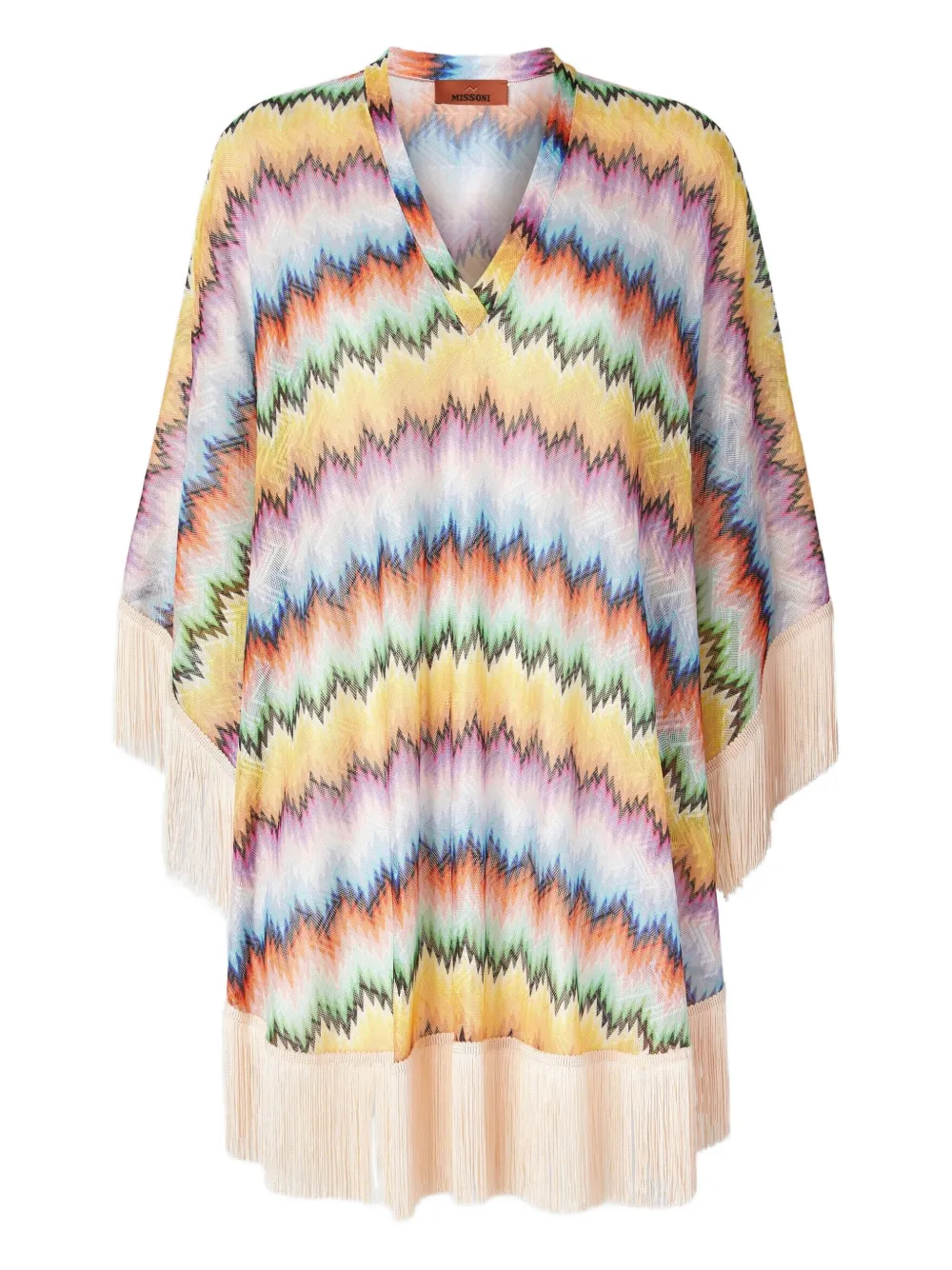 Платье миди с бахромой и зигзагообразным узором Missoni, нейтральный
Платье миди с бахромой и зигзагообразным узором Missoni, нейтральный