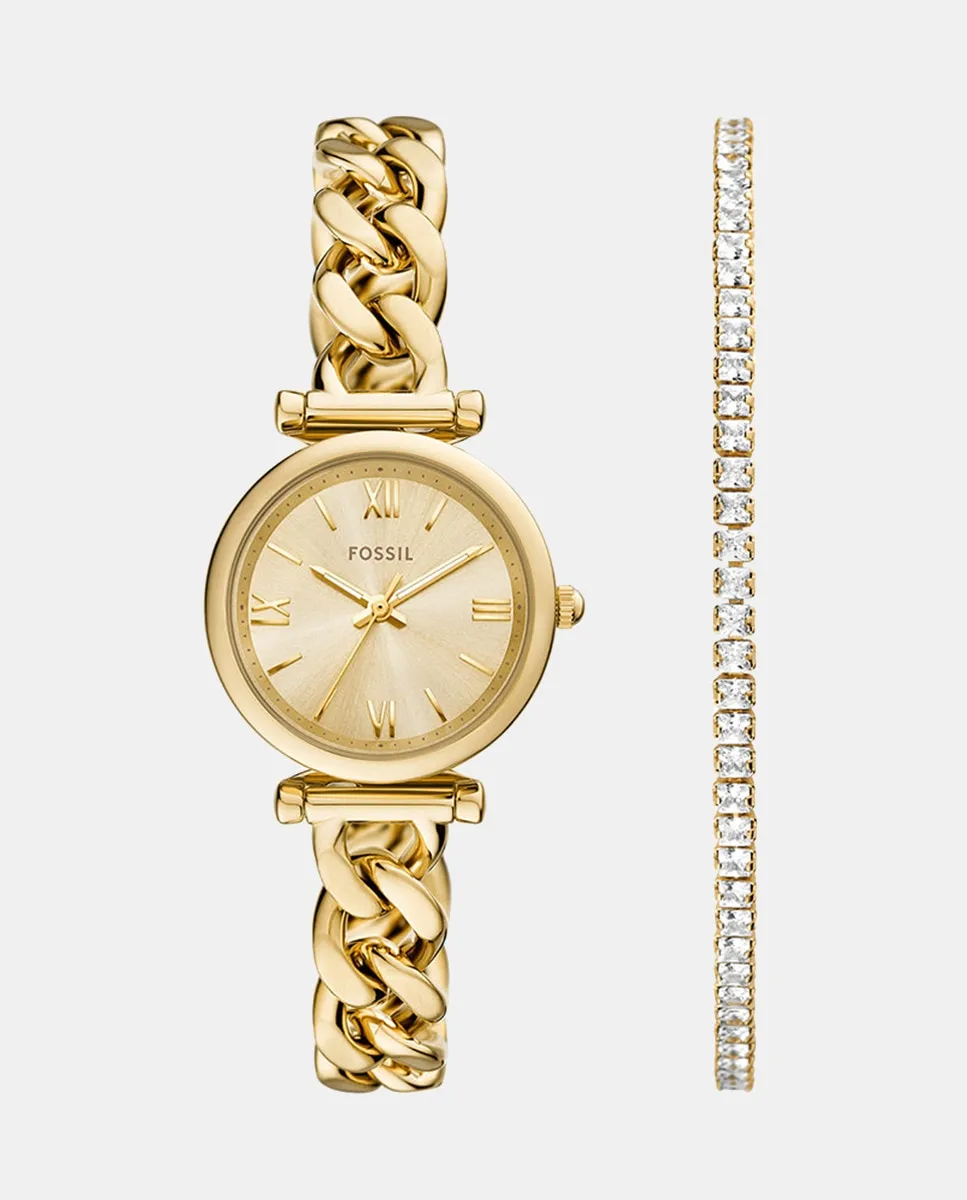Carlie ES5387SET Комплект из браслета и часов Fossil, золото
Carlie ES5387SET Комплект из браслета и часов Fossil, золото