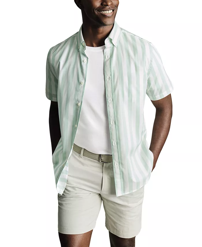 Мужская облегающая полосатая рубашка с коротким рукавом, не требующая глажки Charles Tyrwhitt, синий
Мужская облегающая полосатая рубашка с коротким рукавом, не требующая глажки Charles Tyrwhitt, синий