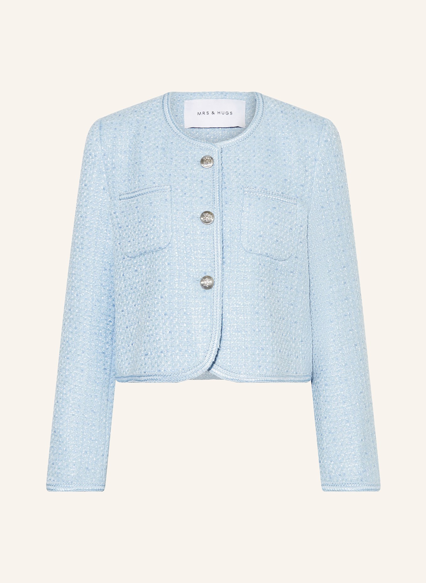 Короткий пиджак из букле Mrs & Hugs, голубой
Короткий пиджак из букле Mrs & Hugs, голубой