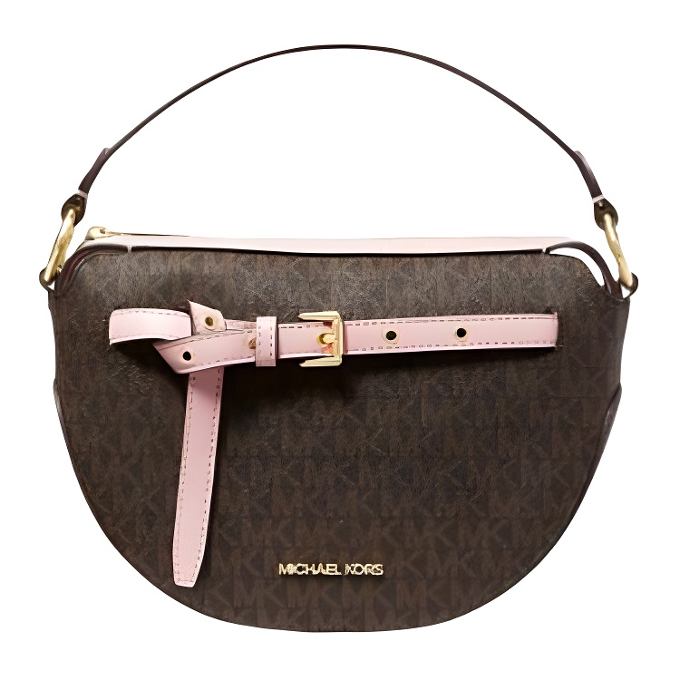 MICHAEL KORS Эмилия Канвас Кроссбоди Сумка через плечо Средняя Женская Коричневая и Розовая