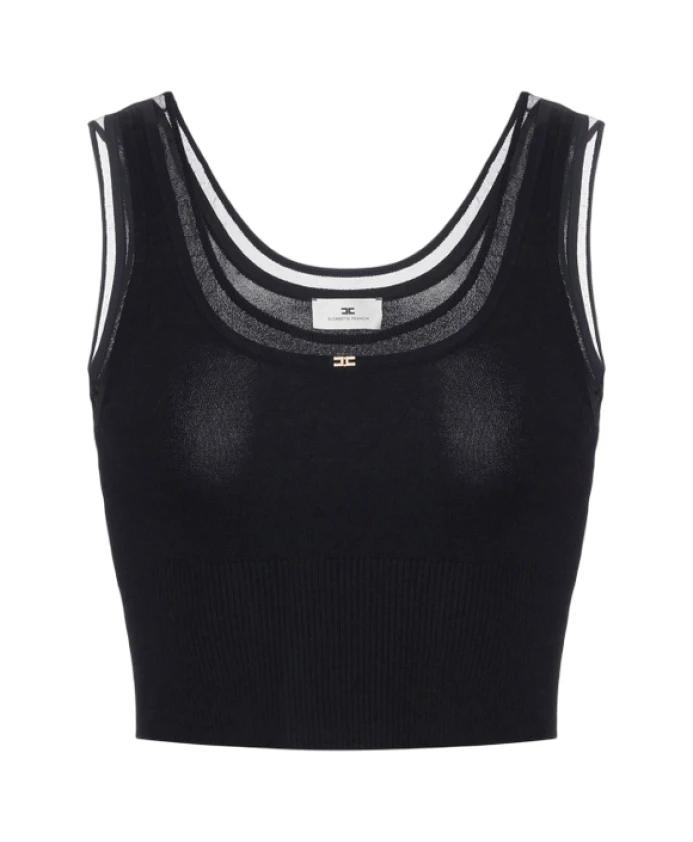 Ребристый топ с логотипом в виде драгоценного камня. Elisabetta Franchi, черный
Ребристый топ с логотипом в виде драгоценного камня. Elisabetta Franchi, черный