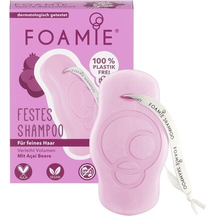 Твердый шампунь для тонких волос с ягодами асаи и экстрактом миндаля 80 г, Foamie 
Твердый шампунь для тонких волос с ягодами асаи и экстрактом миндаля 80 г, Foamie