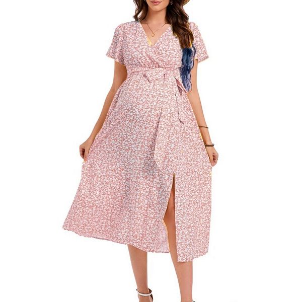 Платье-Миди для беременных с V-образным вырезом, короткими рукавами, асимметричным разрезом, оборками и поясом. Yesfashion, Pink
Платье-Миди для беременных с V-образным вырезом, короткими рукавами, асимметричным разрезом, оборками и поясом. Yesfashion, Pink