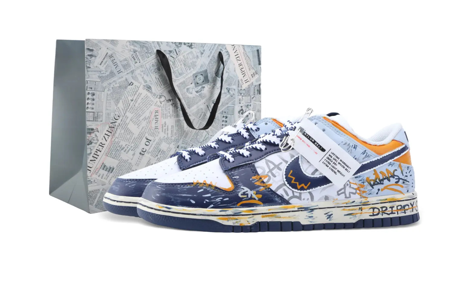 Nike Кроссовки для скейтбординга dunk drippy intercity flight мужские, устойчивые к истиранию, низкие, синий белый оранжевый
Nike Кроссовки для скейтбординга dunk drippy intercity flight мужские, устойчивые к истиранию, низкие, синий белый оранжевый