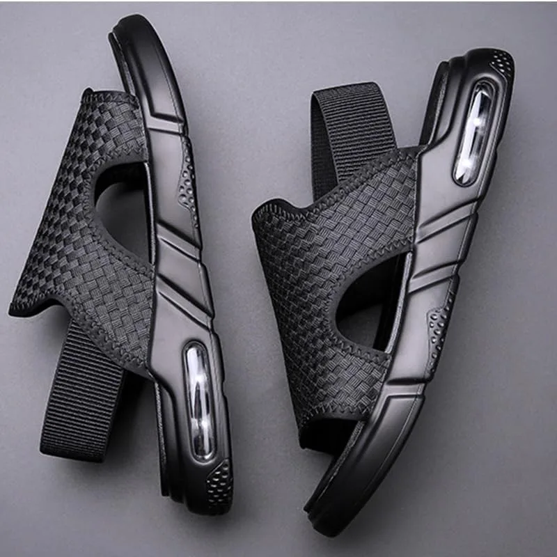 Мужские плетеные сандалии RiceelSor с мягкой подошвой, открытым носком, летние, для улицы, без шнурков, дышащие, нескользящие, удобные, пляжные, повседневные, с эффектом увеличения роста, черный
Мужские плетеные сандалии RiceelSor с мягкой подошвой, открытым носком, летние, для улицы, без шнурков, дышащие, нескользящие, удобные, пляжные, повседневные, с эффектом увеличения роста, черный