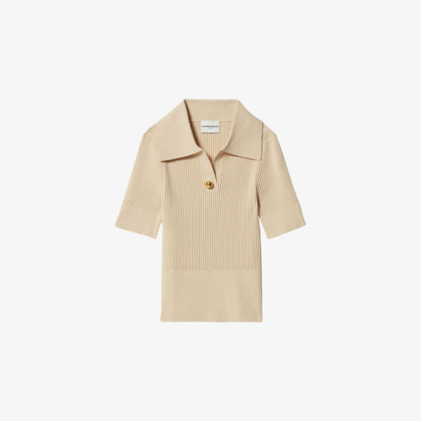 Поло Claudie Pierlot вязаное с декоративной пуговицей, бежевый
Поло Claudie Pierlot вязаное с декоративной пуговицей, бежевый