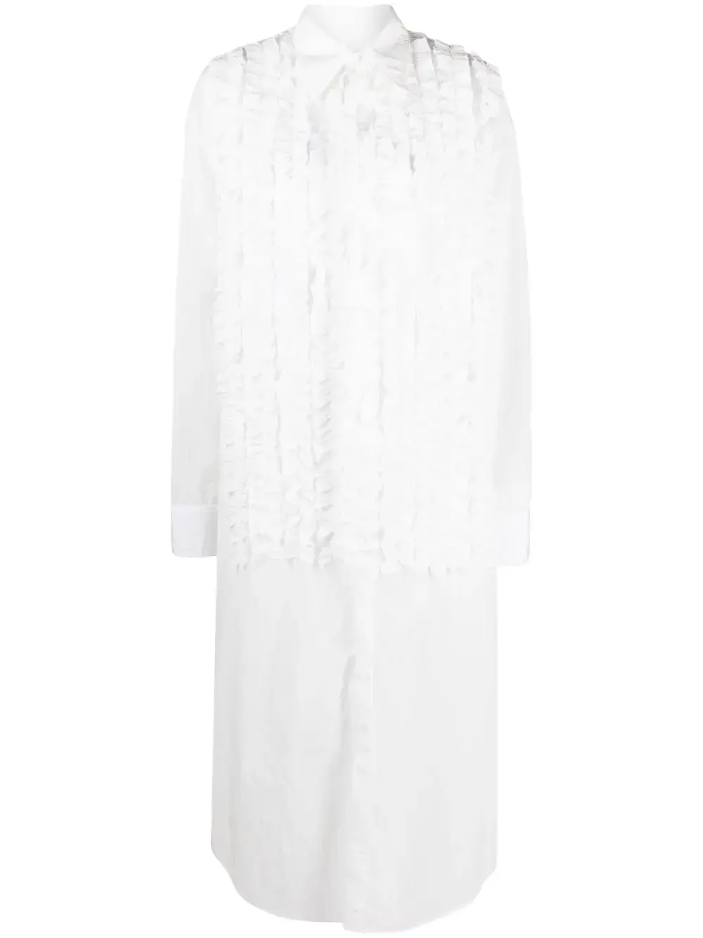 Длинное платье-рубашка с оборками Christopher John Rogers, белый
Длинное платье-рубашка с оборками Christopher John Rogers, белый