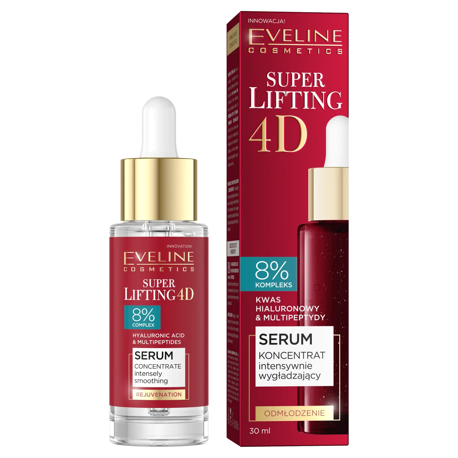 Сыворотка интенсивно разглаживающий концентрат для лица Eveline Cosmetics Super Lifting 4D, 30 мл
Сыворотка интенсивно разглаживающий концентрат для лица Eveline Cosmetics Super Lifting 4D, 30 мл