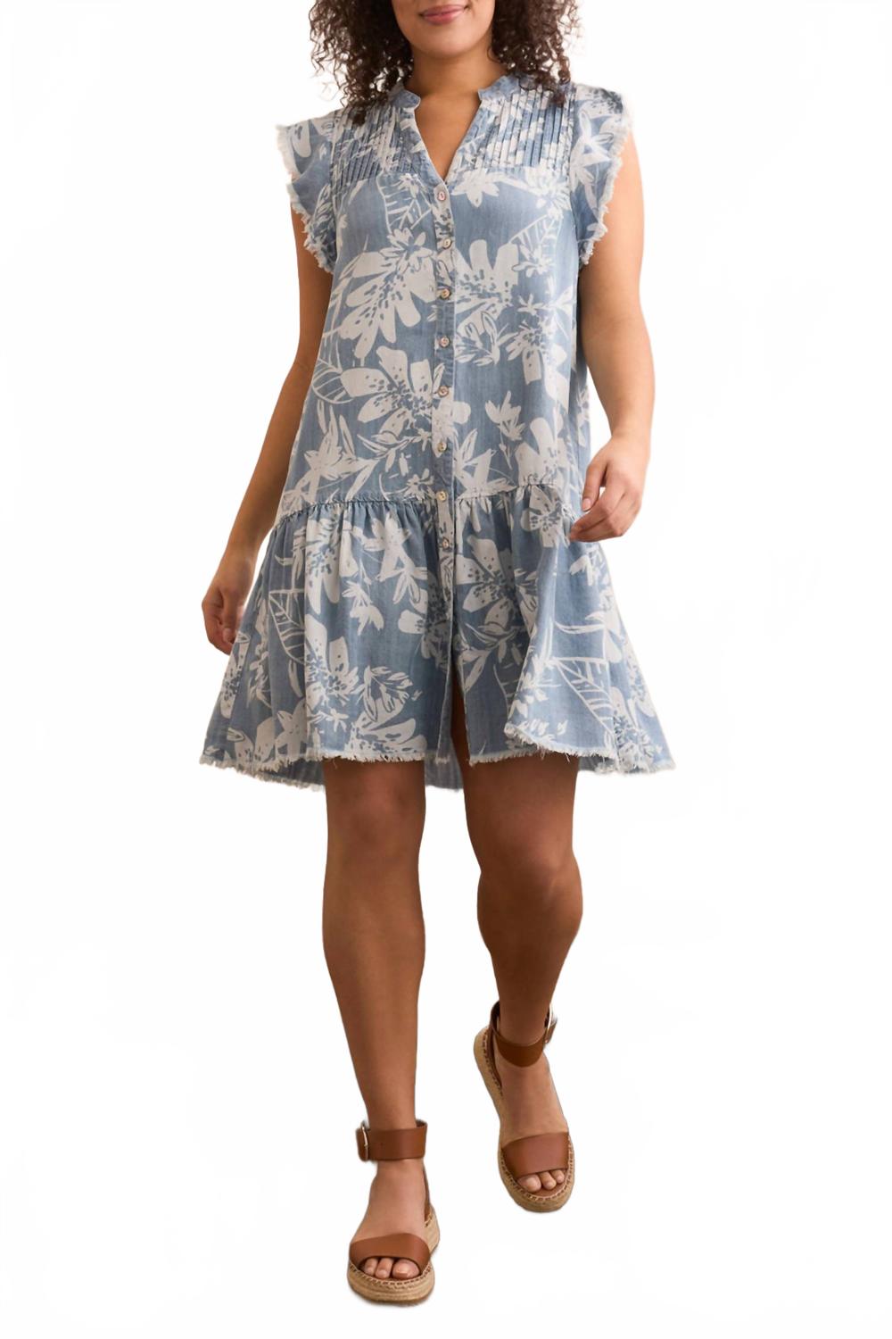 Синее мини-платье с воланами на рукавах и застежкой на пуговицах TRIBAL
Синее мини-платье с воланами на рукавах и застежкой на пуговицах TRIBAL