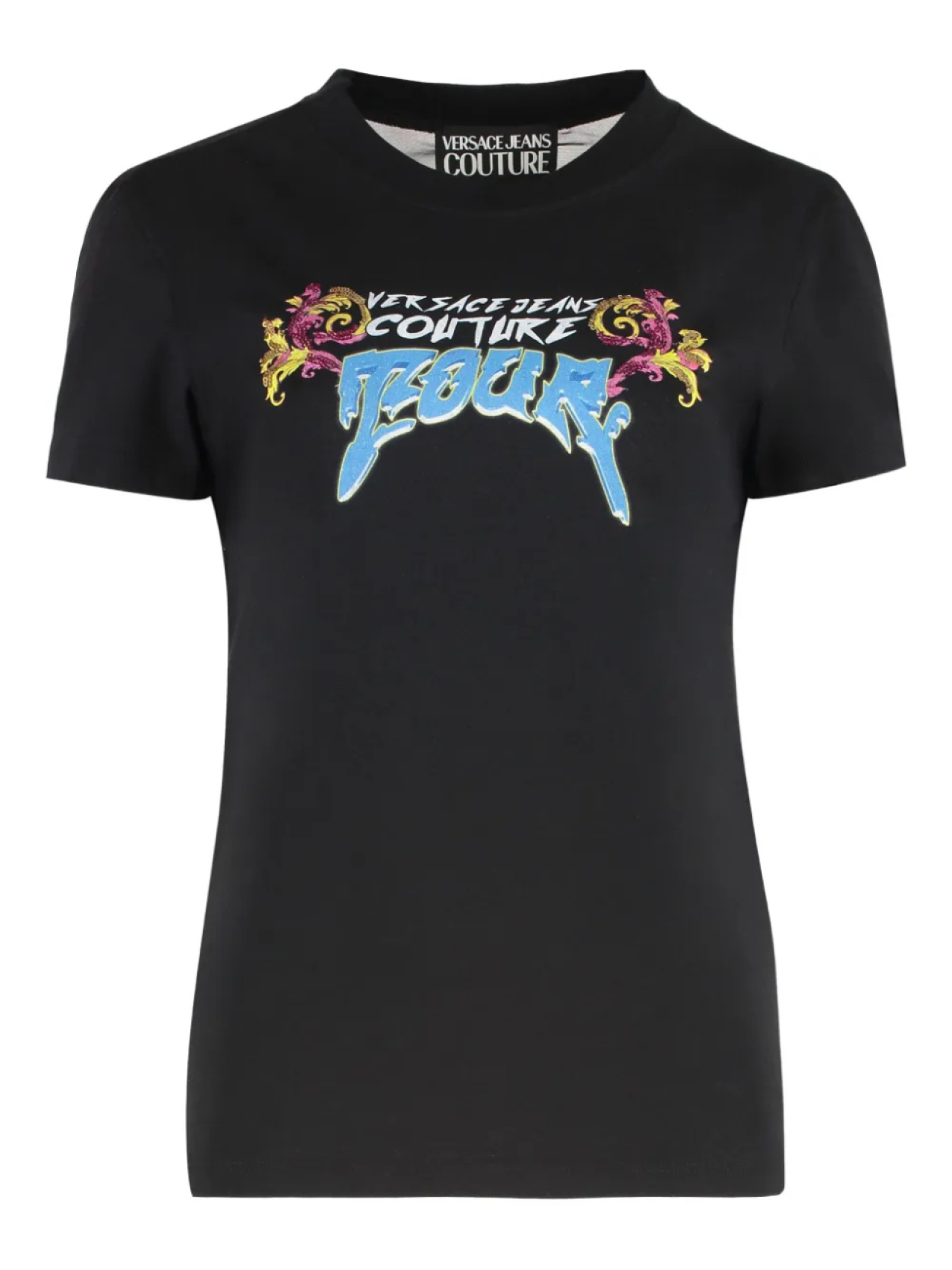 Футболка с сетчатой вставкой и логотипом Versace Jeans Couture, черный 
Футболка с сетчатой вставкой и логотипом Versace Jeans Couture, черный