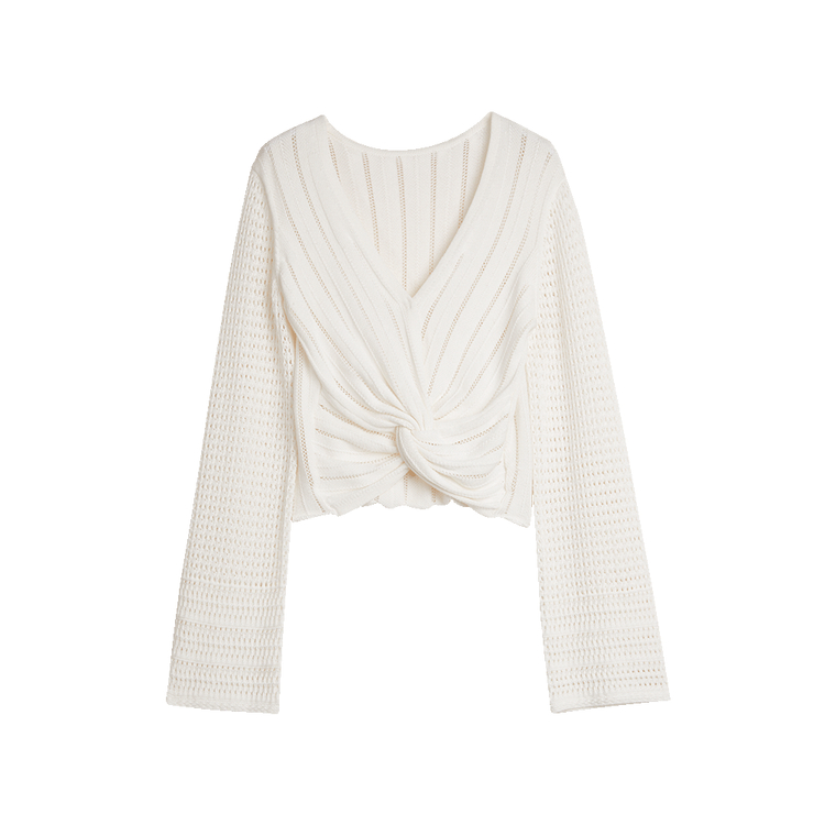 ELLE Тонкий вязаный свитер для женщин белый с V-образным вырезом
ELLE Тонкий вязаный свитер для женщин белый с V-образным вырезом