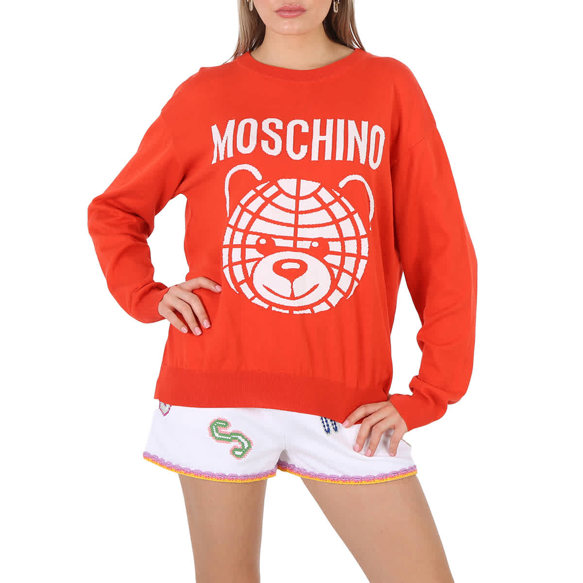 Москино Фэнтези Принт Красный Тедди Лого Интарсия-Трикотажный Хлопковый Свитер Moschino
Москино Фэнтези Принт Красный Тедди Лого Интарсия-Трикотажный Хлопковый Свитер Moschino