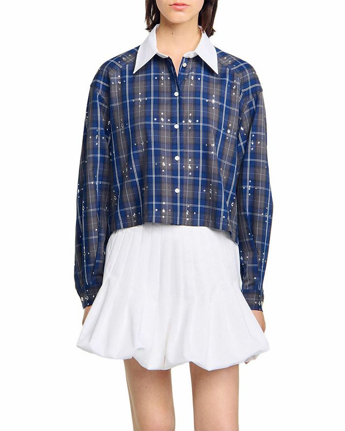 Блуза с пайетками и застежкой на пуговицы Sandro, синий
Блуза с пайетками и застежкой на пуговицы Sandro, синий