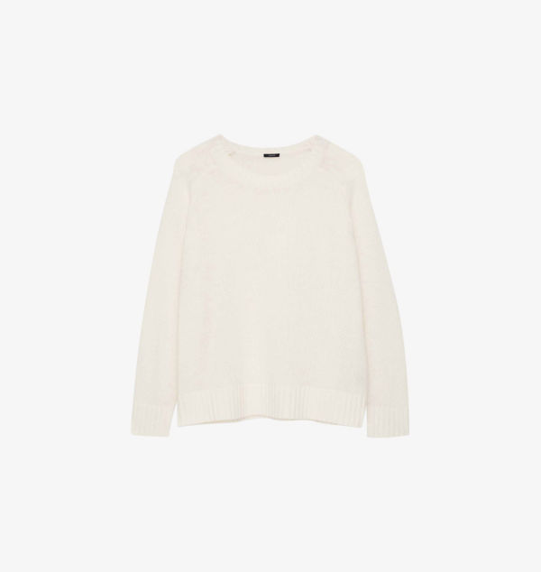 Кашемировый джемпер с круглым вырезом и длинными рукавами Joseph, белый