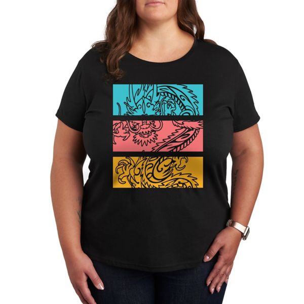 Плюс футболка с цветным рисунком дракона Licensed Character, черный
Плюс футболка с цветным рисунком дракона Licensed Character, черный