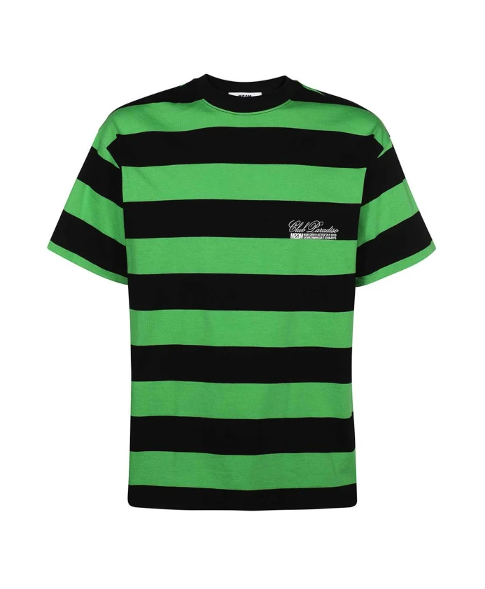 Полосатая хлопковая футболка Msgm, зеленый
Полосатая хлопковая футболка Msgm, зеленый