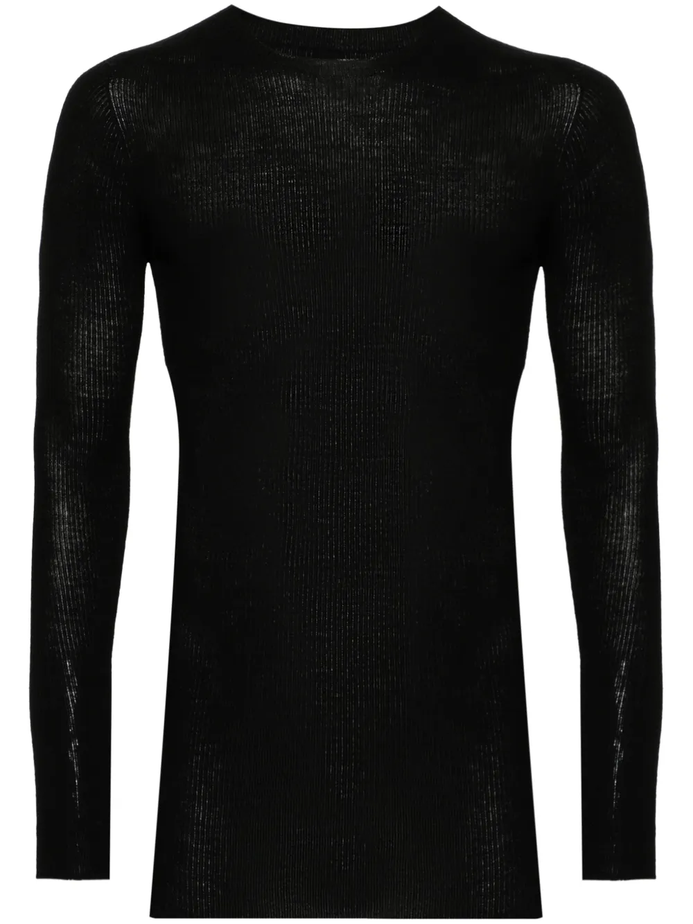 Джемпер из вирджинской шерсти в рубчик Rick Owens, черный
Джемпер из вирджинской шерсти в рубчик Rick Owens, черный
