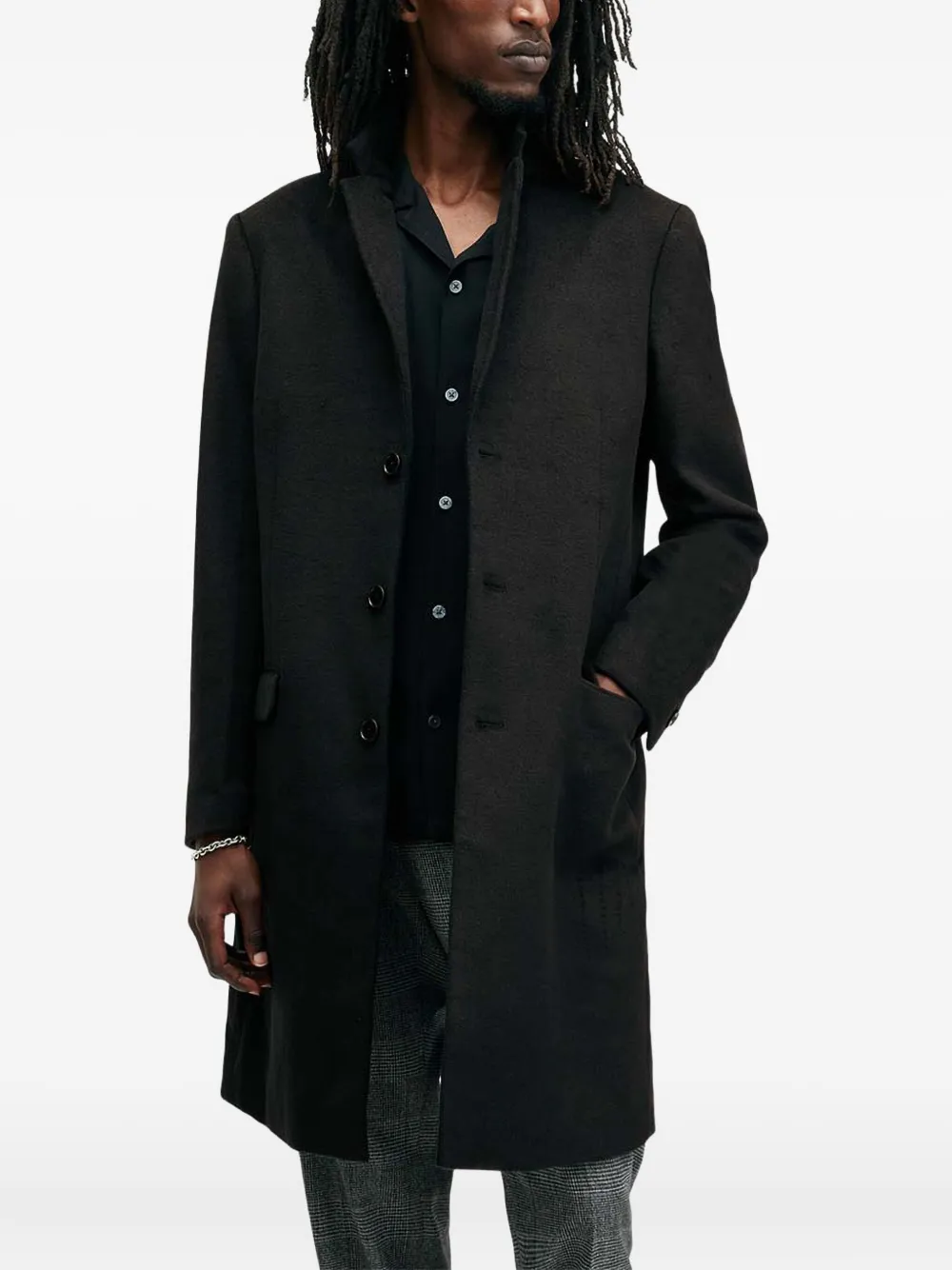 Пальто Hal на пуговицах Allsaints, черный
Пальто Hal на пуговицах Allsaints, черный