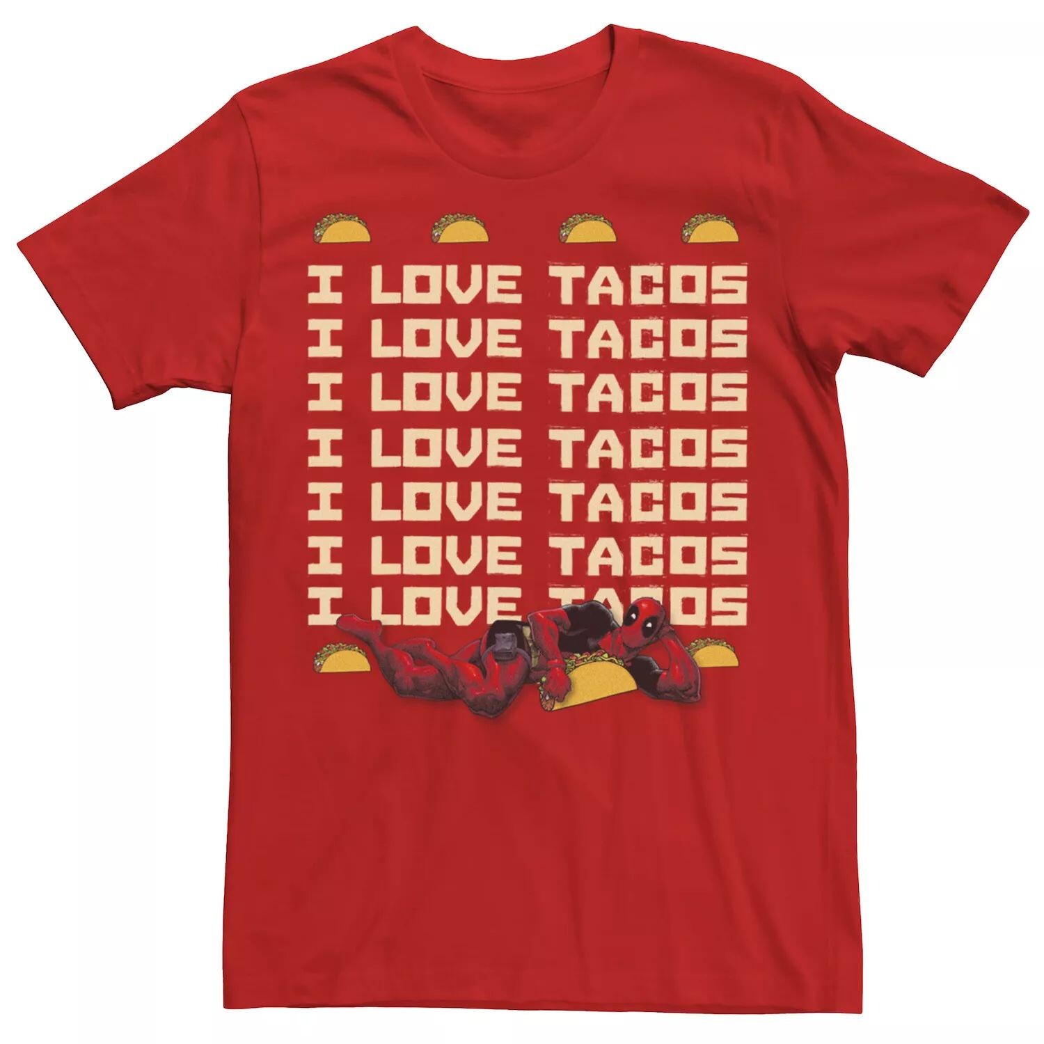 Мужская футболка Marvel Deadpool I Love Tacos Word Stack Licensed Character
Мужская футболка Marvel Deadpool I Love Tacos Word Stack Licensed Character