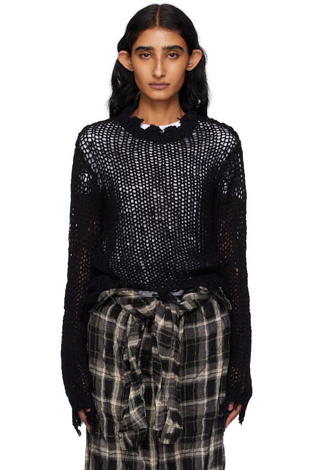 Укороченный вязаный свитер с эффектом потертости Open Yy, черный
Укороченный вязаный свитер с эффектом потертости Open Yy, черный