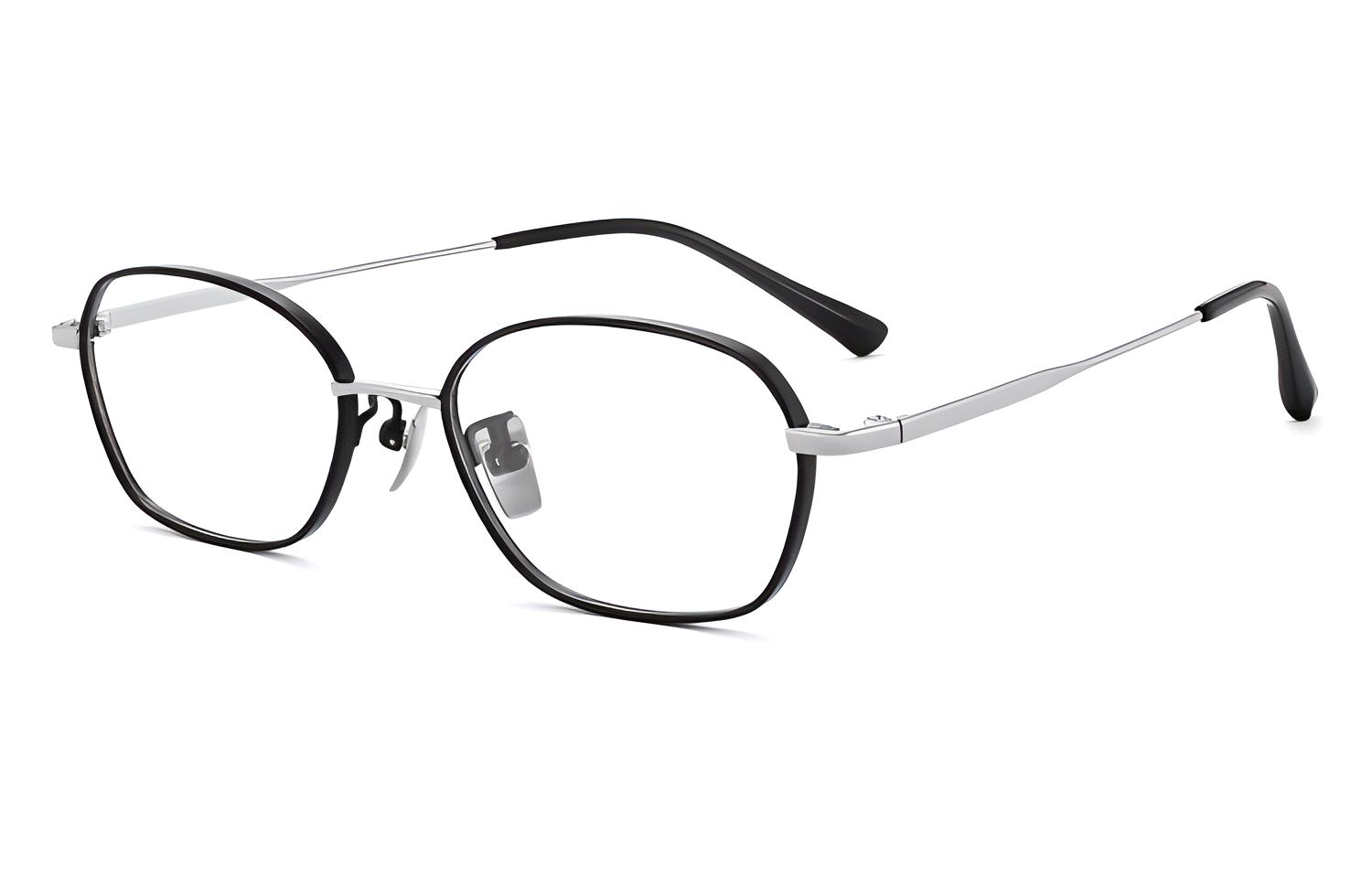 MUZU Титановая оправа для очков женская асимметричной формы, Black Silver-C05
MUZU Титановая оправа для очков женская асимметричной формы, Black Silver-C05