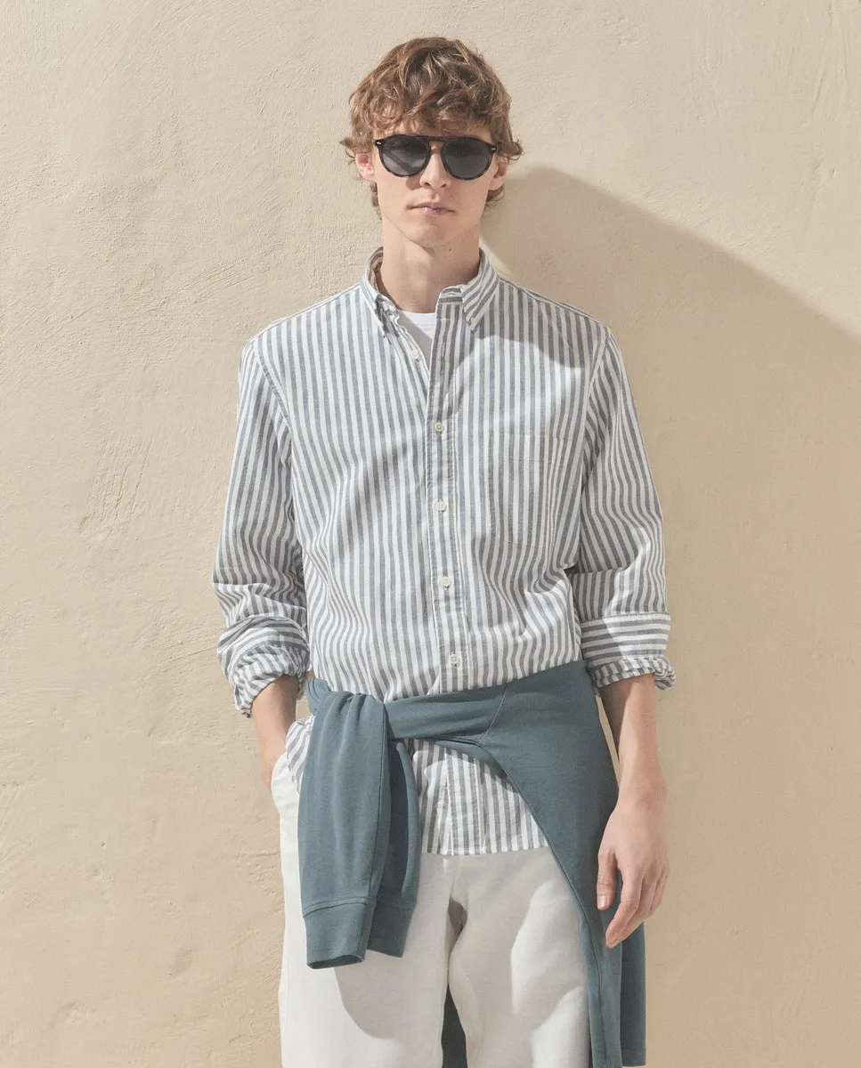 Мужская рубашка из хлопка и льна с полосками Dustin, темно-зеленый
Мужская рубашка из хлопка и льна с полосками Dustin, темно-зеленый