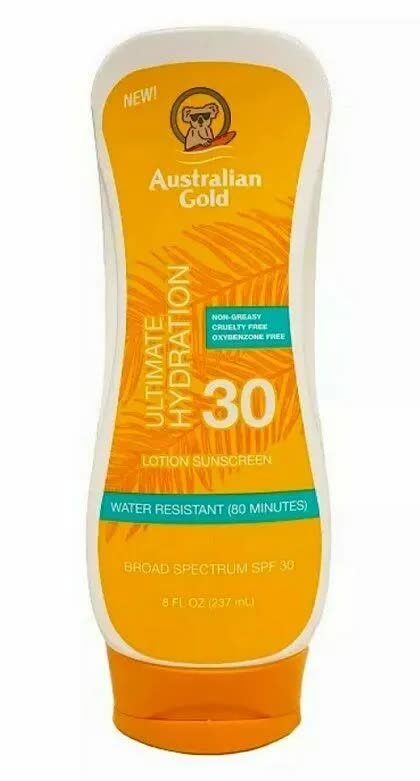 Australian Gold Ultimate Hydration Lotion Sunscreen SPF 30, увлажняющий солнцезащитный лосьон с УФ-фильтром, 237 мл
Australian Gold Ultimate Hydration Lotion Sunscreen SPF 30, увлажняющий солнцезащитный лосьон с УФ-фильтром, 237 мл