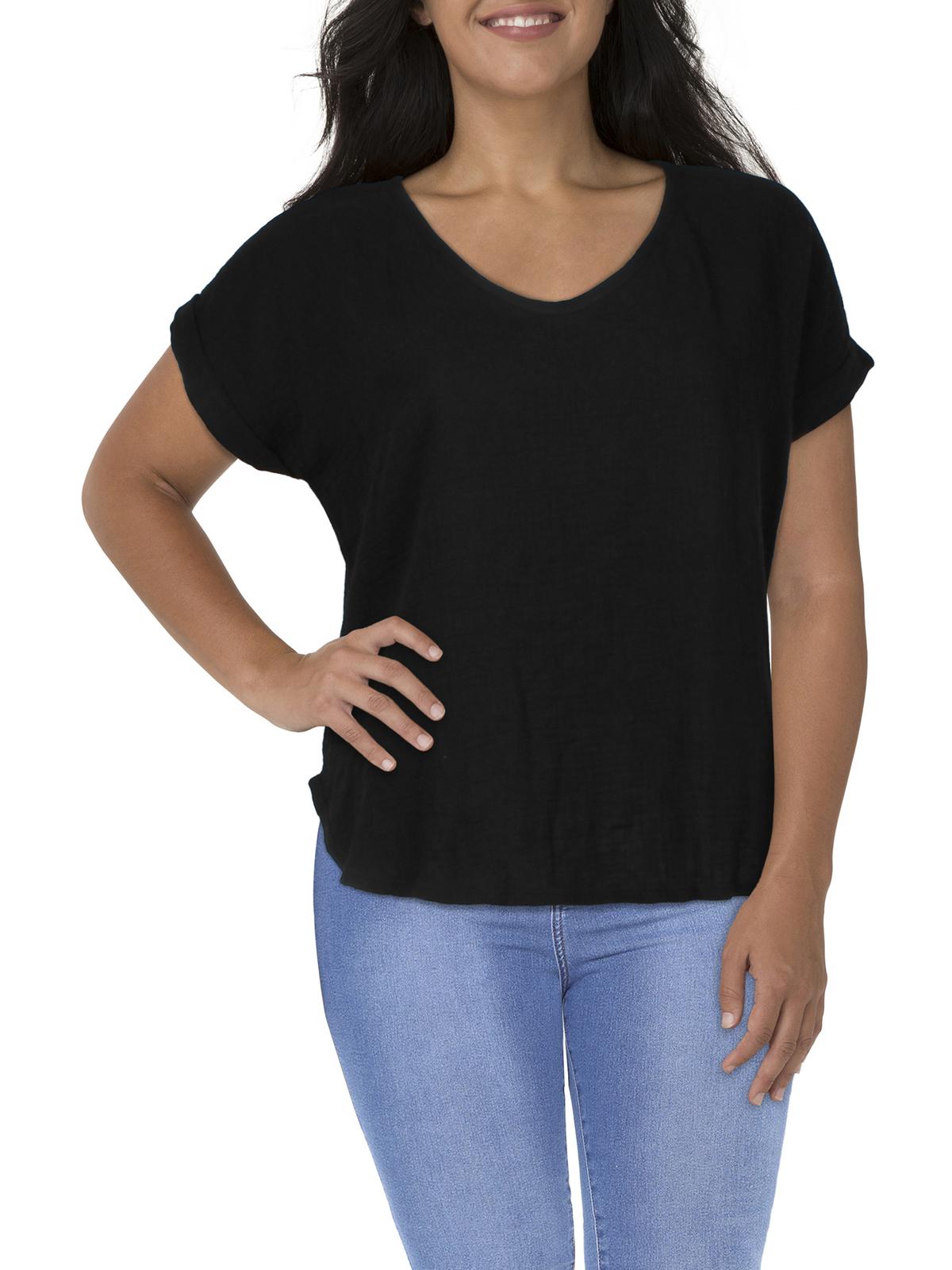 Плюс Женская марлевая футболка с V-образным вырезом Coin 1804, черный
Плюс Женская марлевая футболка с V-образным вырезом Coin 1804, черный